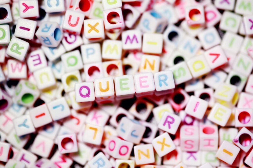 Queer written with beads